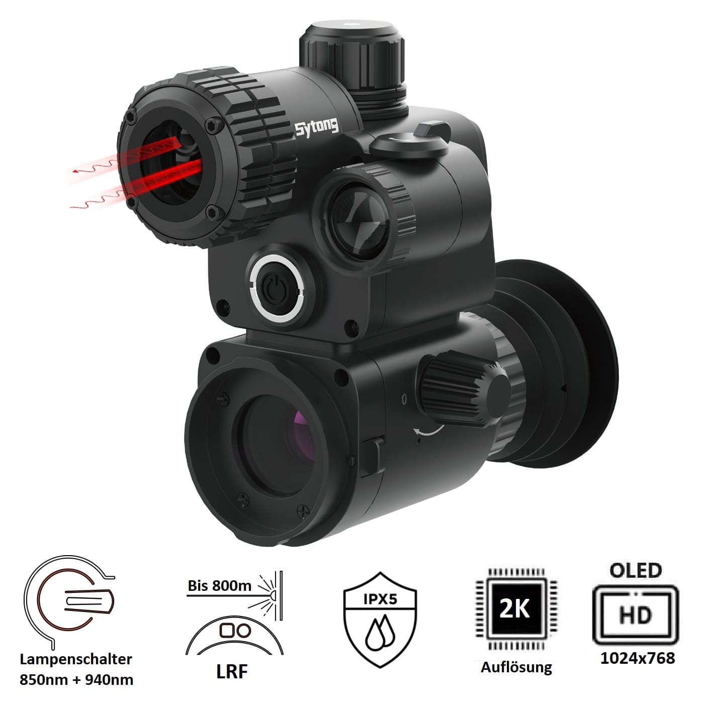 Sytong HT-99 LRF Nachtsichtgerät / IR-Strahler umschaltbar 850nm + 940nm / 2K Sensor / 16mm Linse